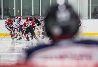 Image of view from goaltender.
